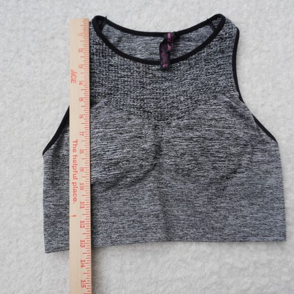 Betsey Johnson Performance Sports Bra Top Size M Gray Padded Gym Workout Fitness - Picture 3 of 5